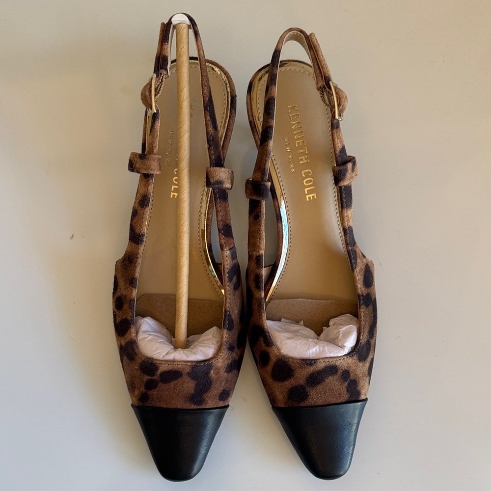 Kenneth Cole Leopard Print Flats with Black Cap Toe